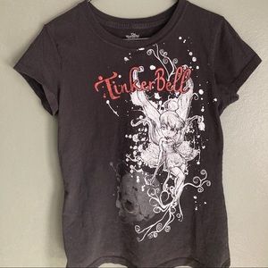 The Wonderful World Of Disney Tinker bell Juniors TeeShirt black and red letters